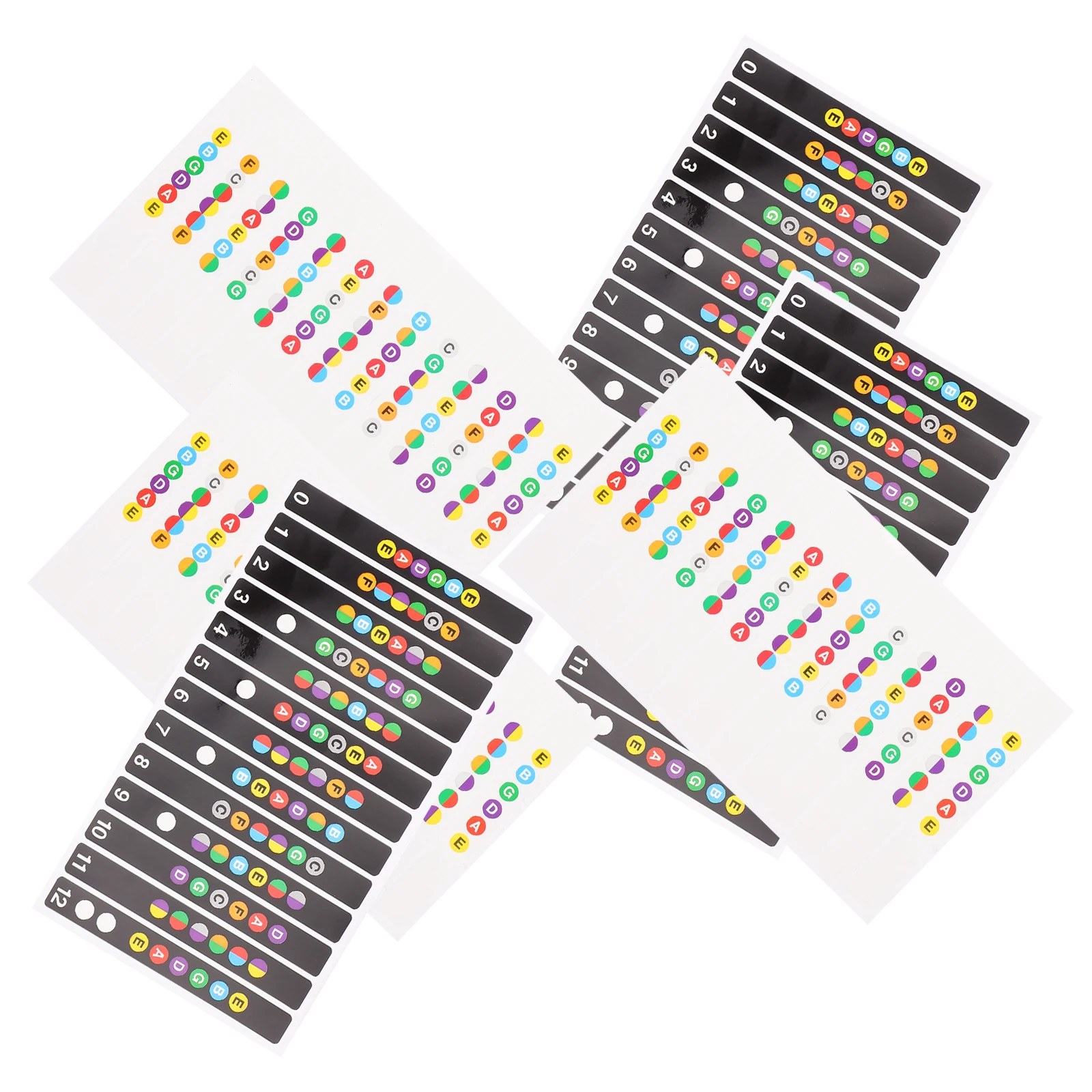 

6 pcs Guitar Fretboard Stickers Pvc Waterproof Assorted Colors Easy Remove Fingerboard Training Notes For Beginners Fret Decals