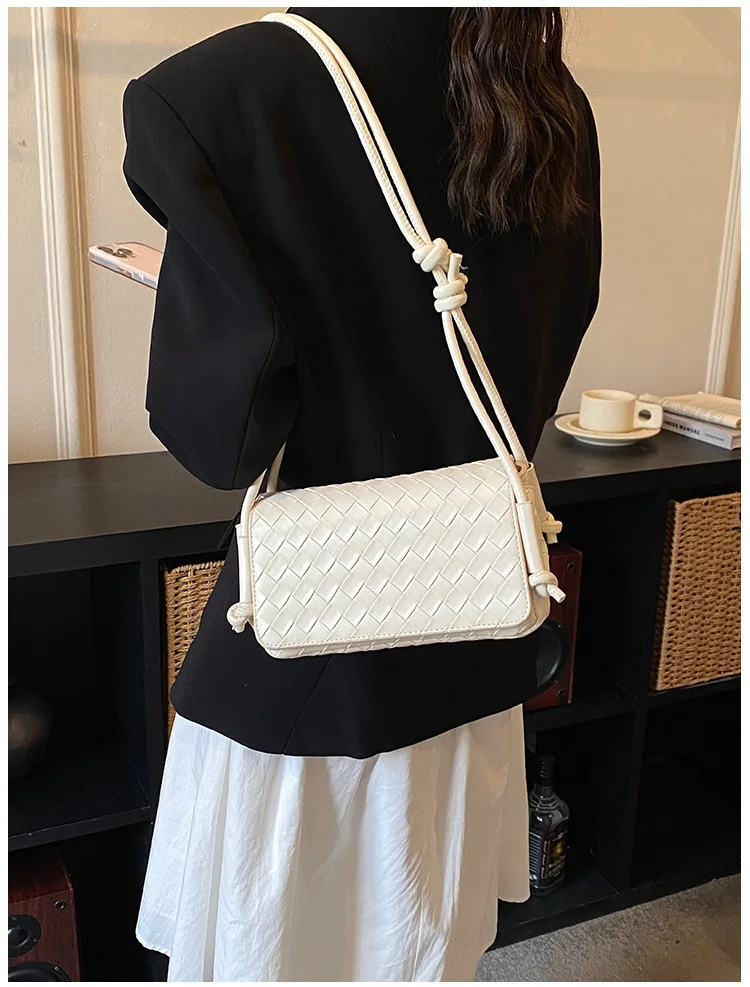 Bolso Bandolera Y2K para Mujer, Modelo LinJ2026, Tejido, de un Solo Hombro, Pequeño y Cuadrado, Bolso de Mano Moderno, Exclus...