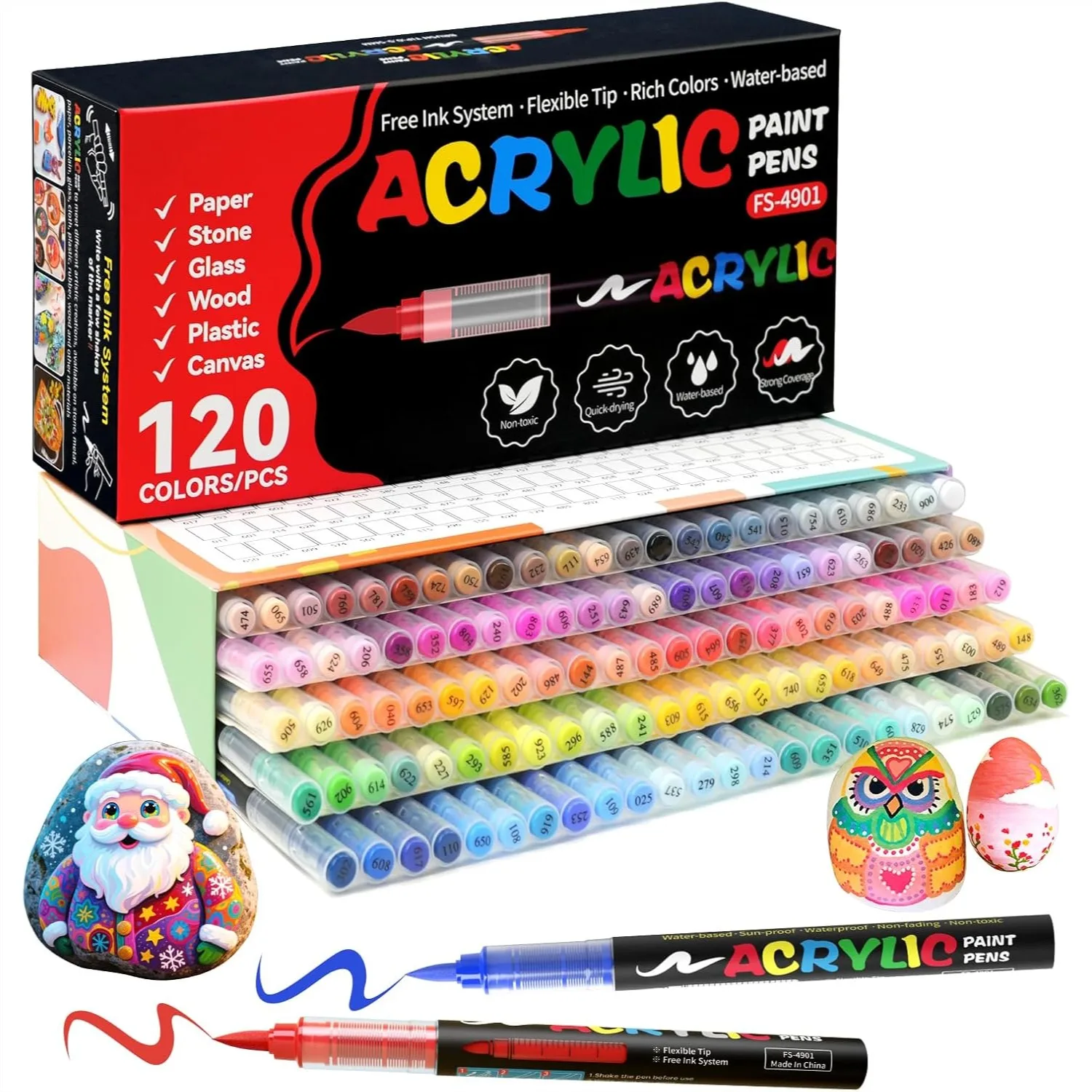 

120 Colors Acrylic Paint Markers, Soft Brush Tip Paint Pens For Wood Fabric Canvas Glass Stone Rock Painting And DIY Crafts Art Supplies