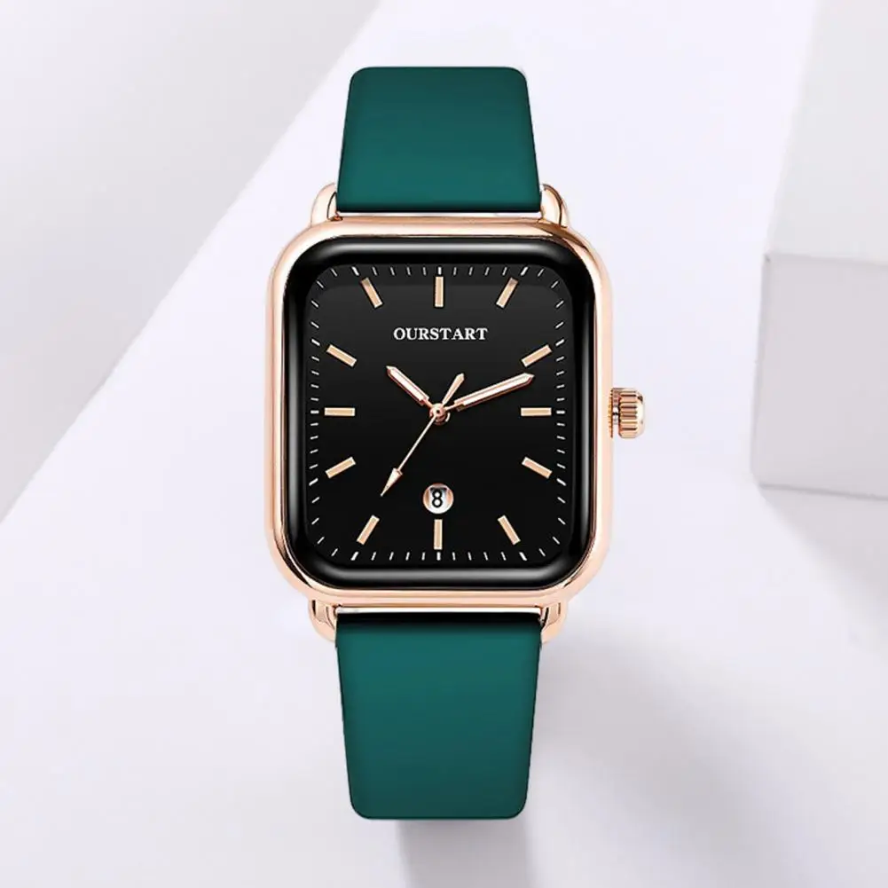 Stylish Quartz Watch Elegant Rectangle Dial Women's Quartz Watch with Silicone Strap Casual Fashion Wristwatch for Ladies Girls