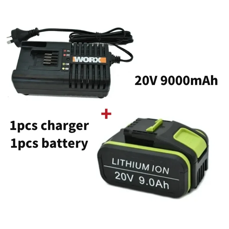 20V 9000mAh Lithium Rechargeable Replacement Battery for Worx Power Tools WA3551 WA3553 WX390 WX176 WX178 WX386 WX678+Charger