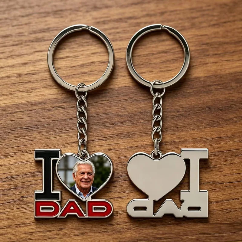 Personalised photo keychain, unique and meaningful, durable metal accessory, ideal choice for Father's Day,