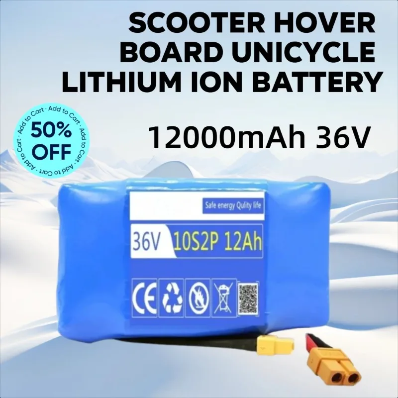

12000mAh 36V for Electric Self Balancing Scooter Hover Board Unicycle Lithium Ion Battery