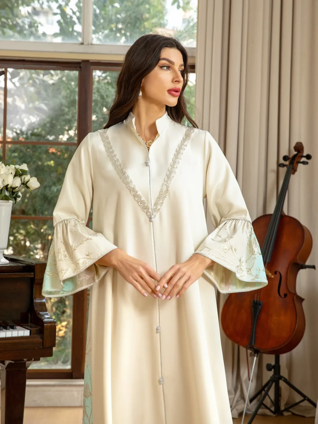 Nieuwe Dubai Moslim Vrouwen Borduren Abaya Maxi Jurk Kaftan Islamitische Arabische Avondjurk Caftan Party Turkije Vestidos Jalabiya Caftan
