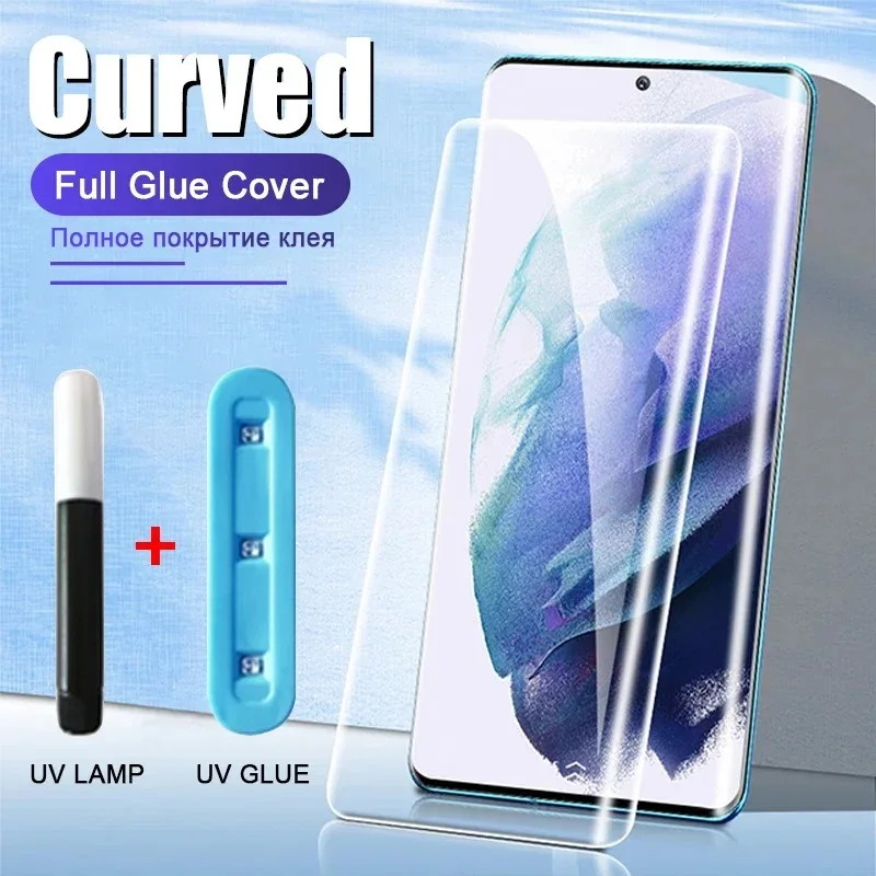 

For Samsung S24 S22 S23 Ultra Tempered Glass UV Full Cover Screen Protector Galaxy Note 8 9 10 20 S10 S8 S9 Plus S21 S20 FE S24