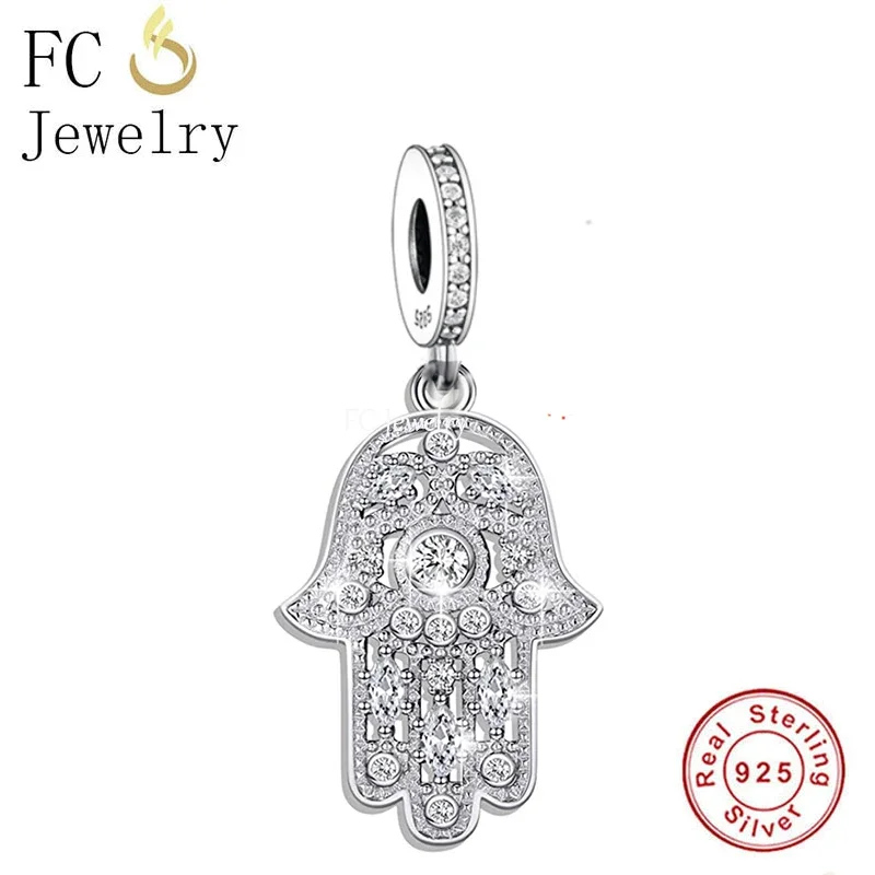 

FC Jewelry Fit Original Pan Charms Bracelet 925 Silver Talisman Fatima Evil Eye Hasma Hand Bead For Making Women Berloque