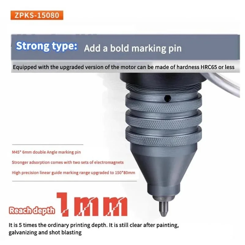 Portable Marking Machine VIN Code 80*40/120*50/150*80mm Pneumatic Metal Dot Peen Marking Machine Plotter Printer Coding Machine