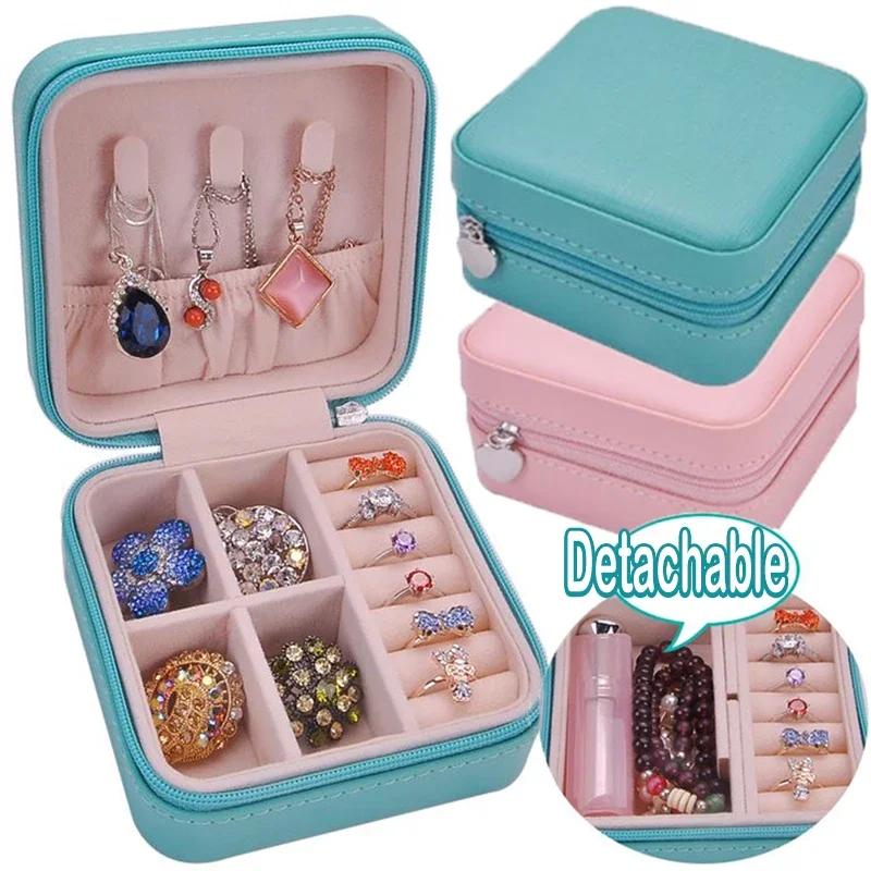 Portable Jewelry Storage Box Travel Organizer Jewelry Case PU Leather Storage Earrings Necklace Ring Jewelry Organizer Display