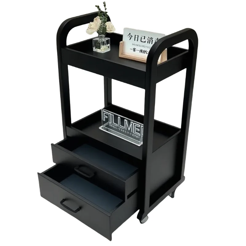 Beauty salon Solid wood tool cart Double drawer Beauty manicure Hair embroidery cart