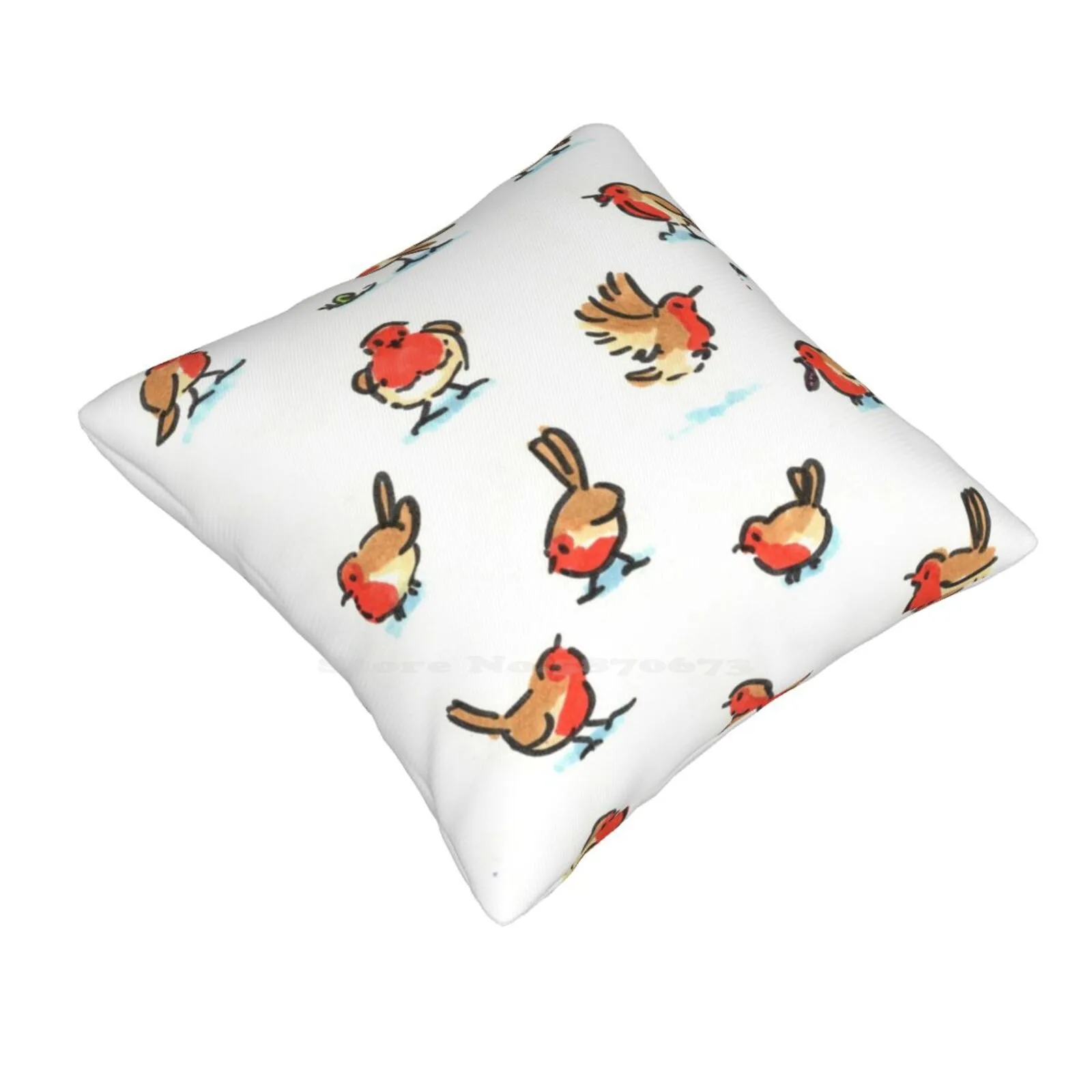 A Round Of Robins Soft Comfortable Pillowcase Robin Red Breast Cute Robin Cartoon Robin Christmas Robin Bird Art British Robin