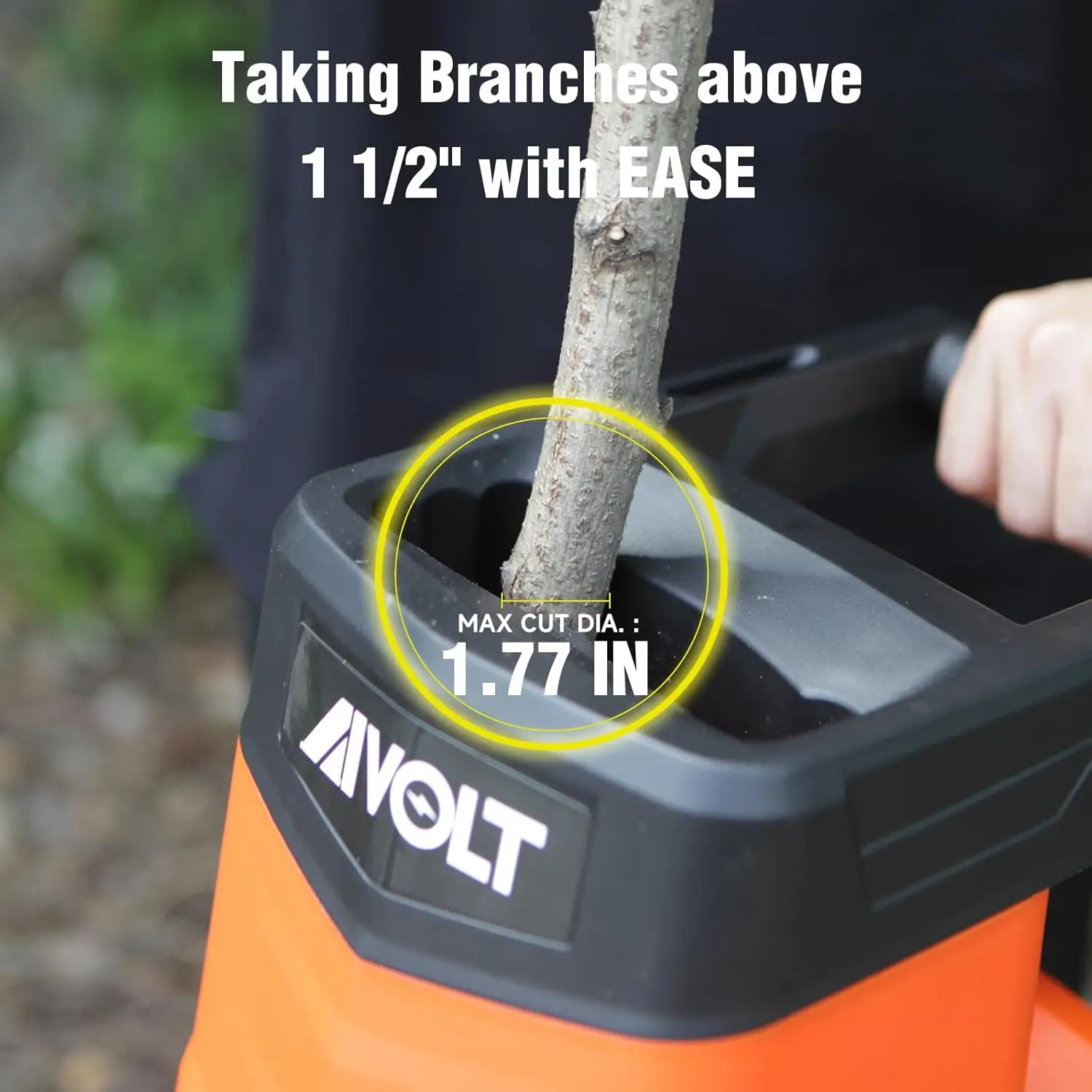 ماكينة تقطيع الخشب الكهربائية بقطر 15 أمبير، سعة قطع 1.8 بوصة للتثبيت والسماد، ماكينة تقطيع نفايات الفناء مع كول