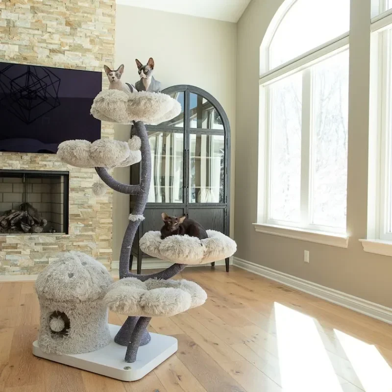 Flower Cat Scratching Post Climbing Frame Tree House Modern Luxury Tower Scratching Post Cat Trees & Scratcher Wood Cat Trees