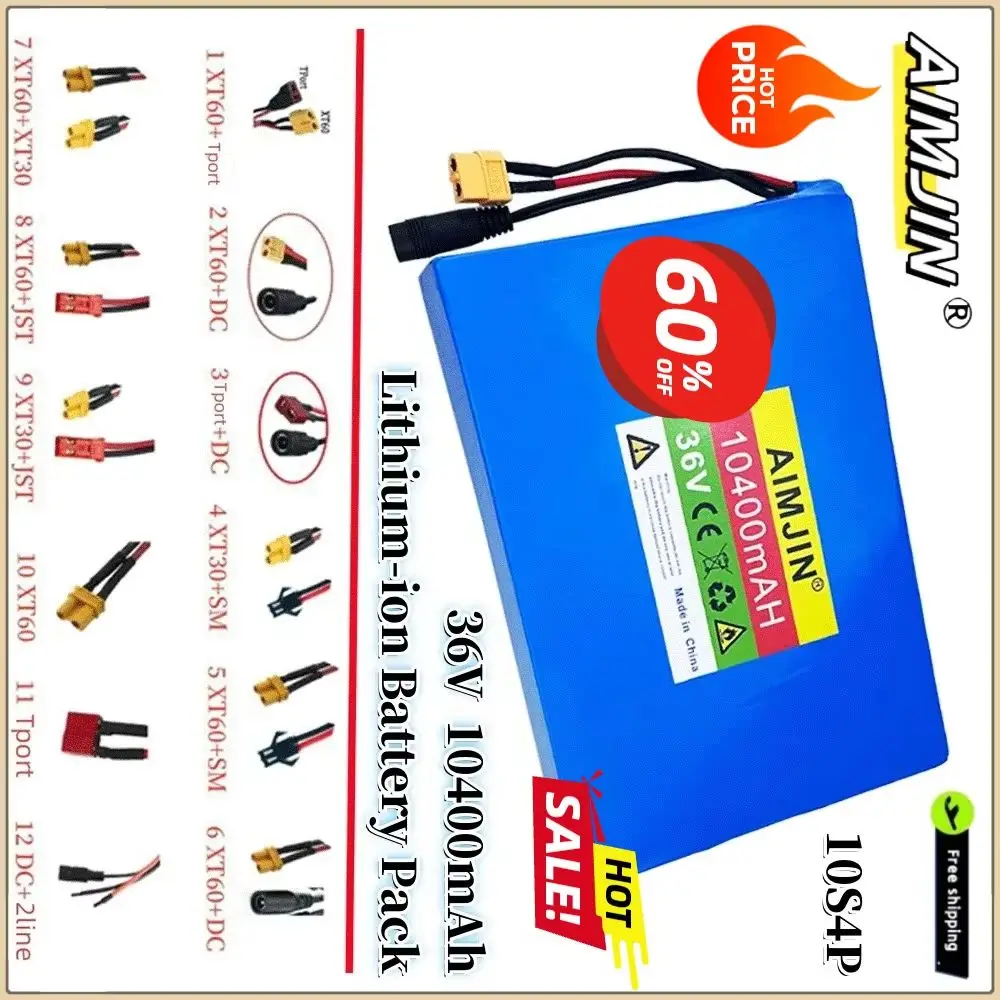 

10S4P 100% New 36V Battery 10400mAh 18650 battery pack 36V 10.4Ah Scooter Battery with BMS