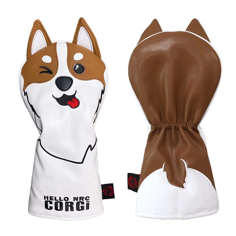 Golf Club Headcovers for Driver Fairway Wood Hybrid Covers  Lovely  Corgi DOG Cartoon Animal 460c