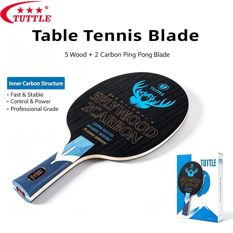 TUTTLE Table Tennis Blade 5 Wood 2 Carbon Inner Carbon Ping Pong Racket Base Plate Professional Offensive Paddle Board