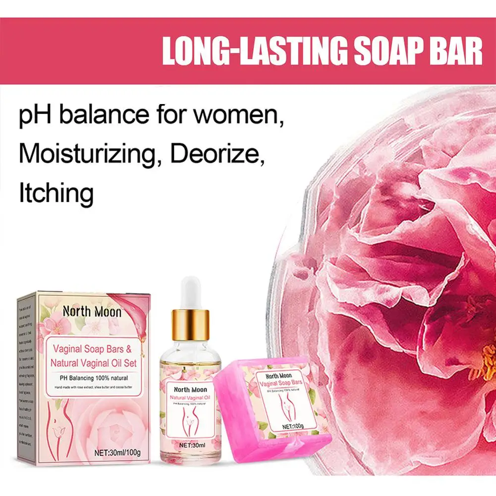 30ml Natural Oil + 100g Vaginal Soap Bar Set For Women Natural Female Private Parts Cleaning Agent Eliminates Odor Beauty Health