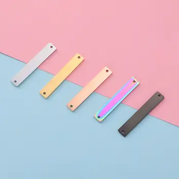 20/批次 不銹鋼雙孔矩形連接器 個人化金屬吊墜飾品 可客製化自有Logo 免費設計 6 最佳銷售 客製化金屬標誌 - №2