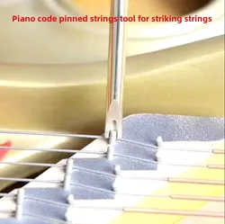 Instrument for tapping the strings at the pegs of the piano code