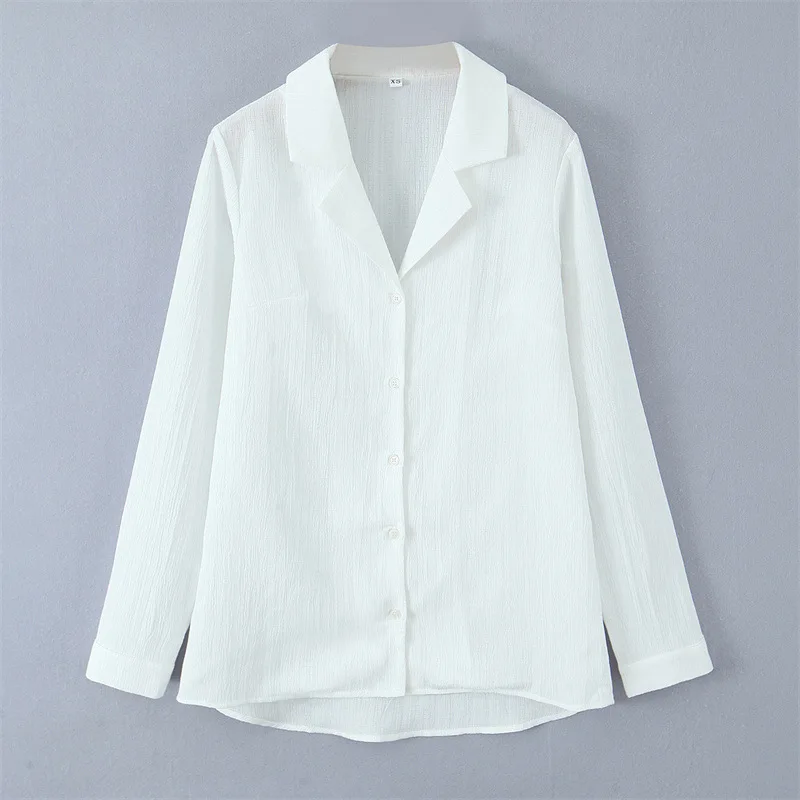 

New 2025 Spring/Summer Women's Fashion New White Loose Long Sleeve Collar Shirt
