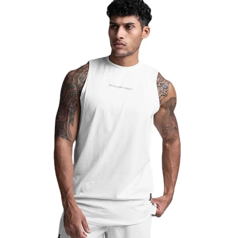 Men's Gym Tank Top Running Vest Basketball Jersey Bodybuilding Workout Stringer Singlets Training Fitness Sport Sleeveless Shirt