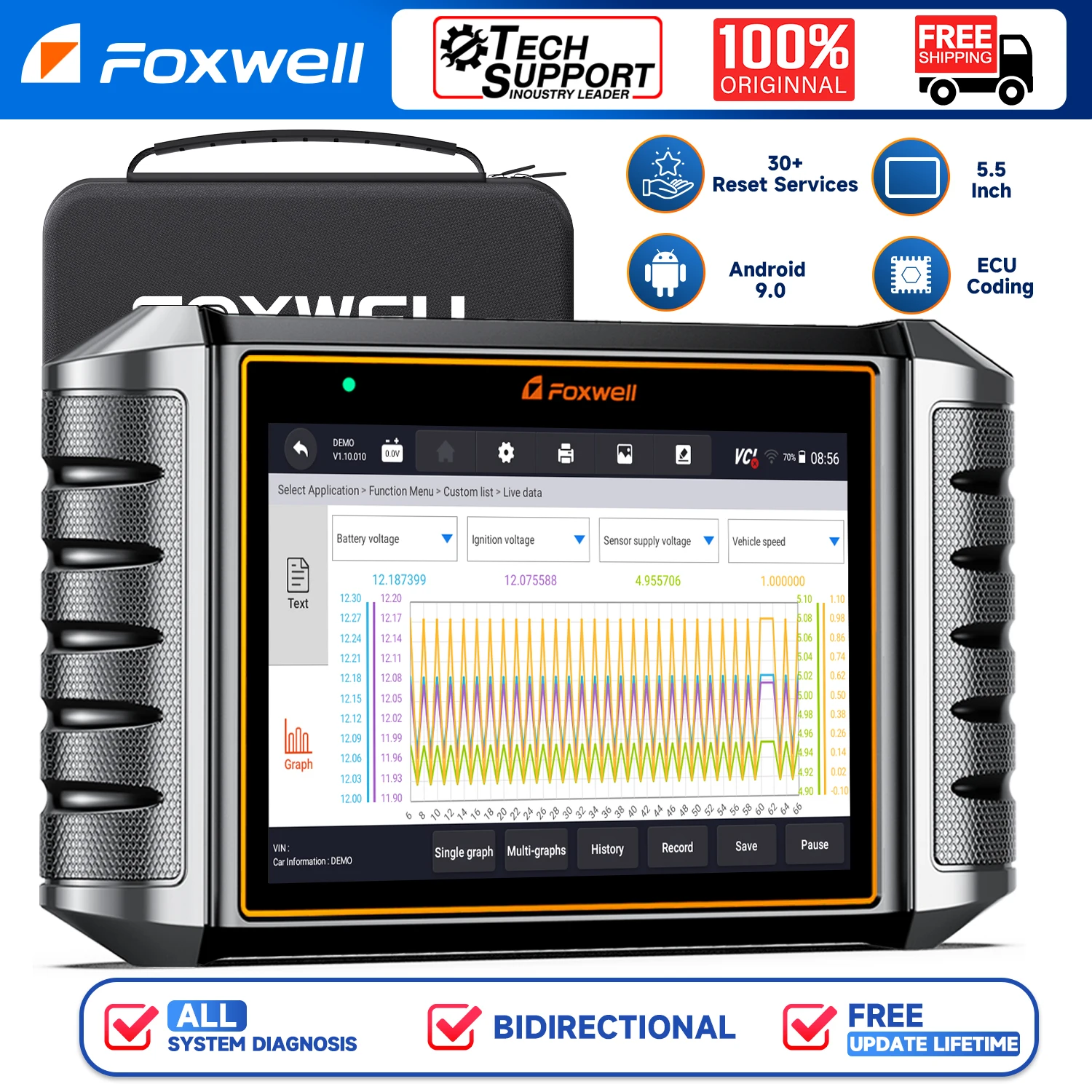 FOXWELL NT710 OBD2 Car Diagnostic Tools Bi-Directional Test IMMO A/F Adjust IMMO 30+ Reset All System ODB 2 Automotive Scanner