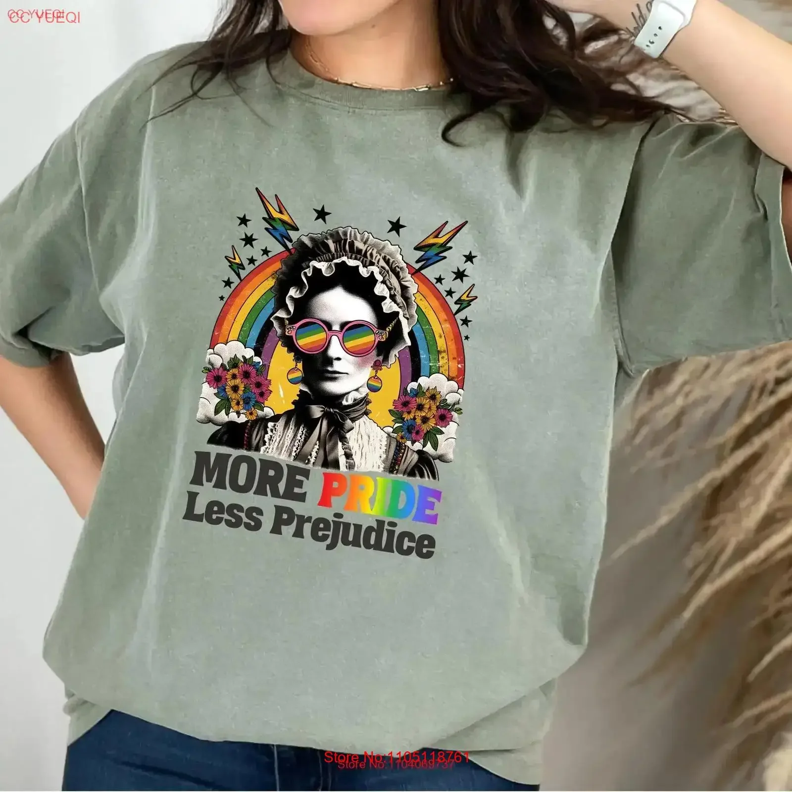 More Pride Less Prejudice Proud Ally Rainbow LGBTQ T Shirt Jane Austen Month Supporting Lgbt People Transgender Human Rights