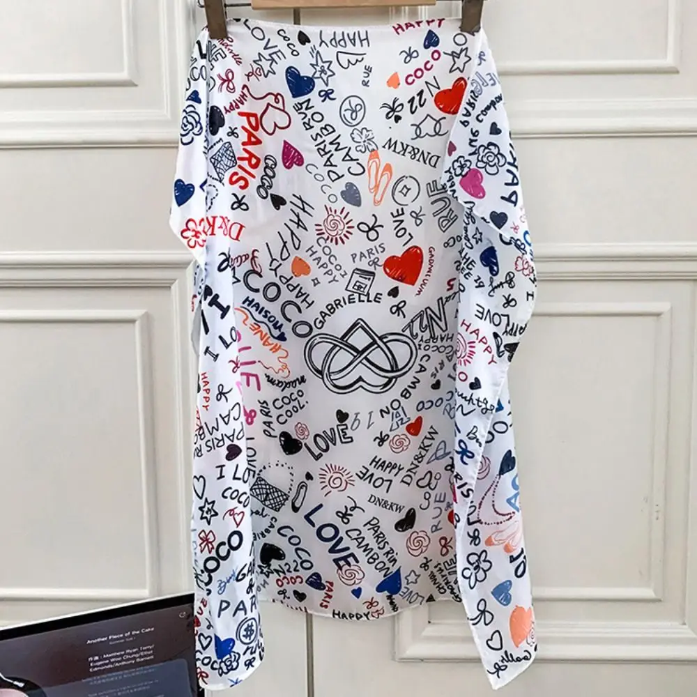 우아한 달콤한 Y2k 프린트 터번 보우 올 매치 프린트 헤드 스카프 가슴 스카프 넥 치프 작은 사각형 스카프 비치