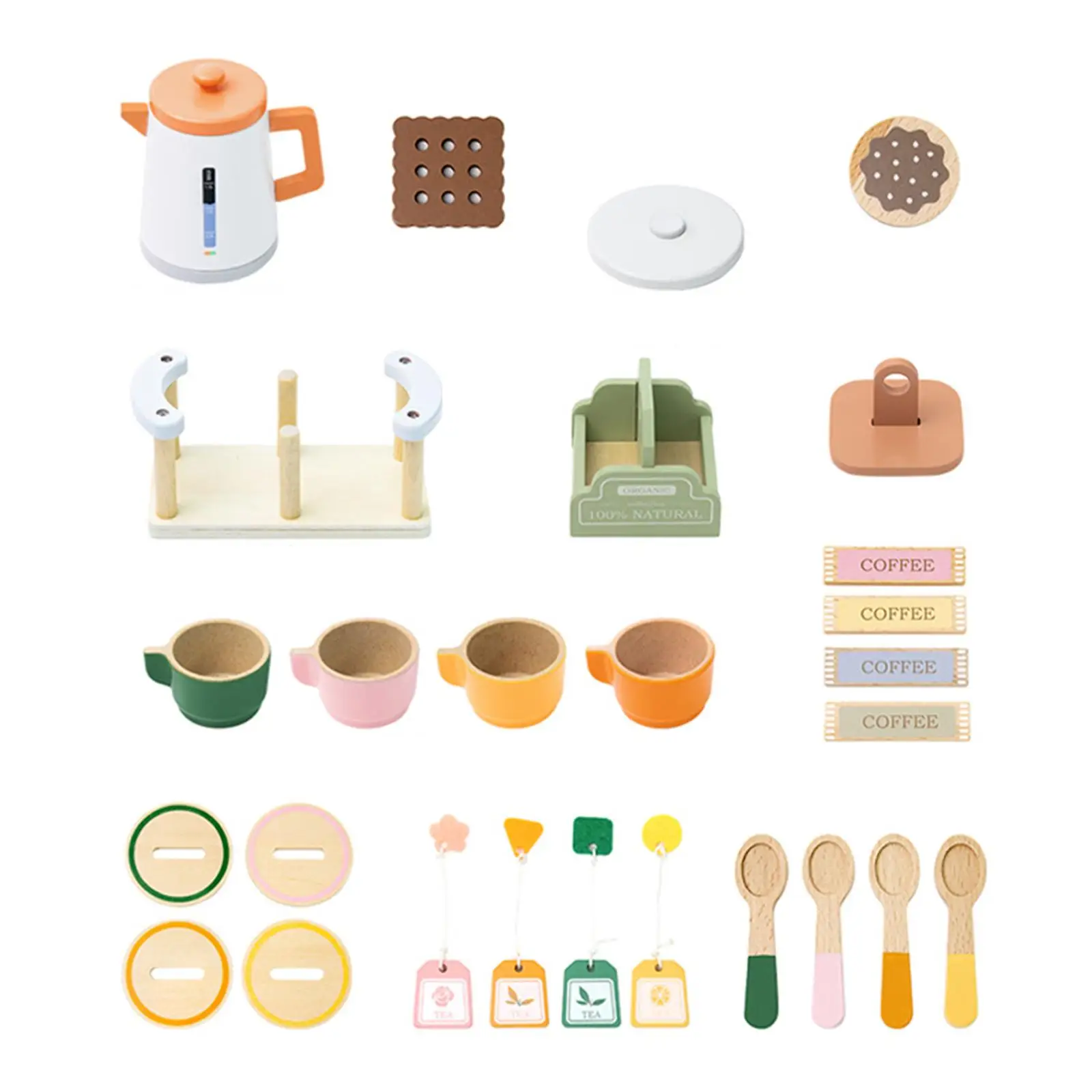 مجموعة حفلات الشاي الخشبية للفتيات الصغيرات، مجموعة الشاي التظاهري كهدية للأطفال