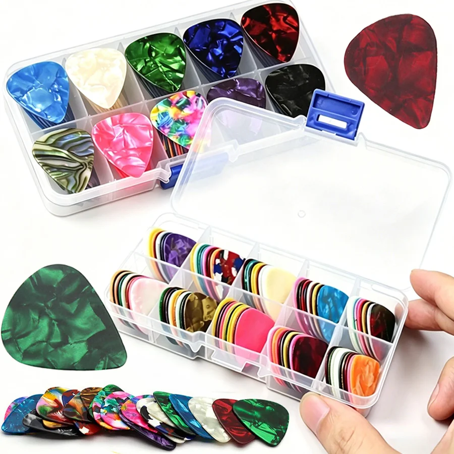 30 Stück Celluloid-Gitarrenplektren aus ABS für Akustik-, E-Gitarren, Bass, Ukulele, Saiteninstrumente, Musik-Performance-Zubehör XJM