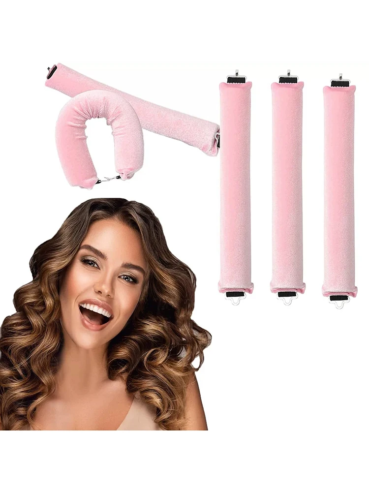 Hitzefreie Lockenwickler, Lockenstab-Stirnband, keine Hitze, Lockenwickler für bequeme Locken mit Haken, weiche, flexible Lockenstäbe zum Schlafen, Haarstyling-Tools – Detail 1