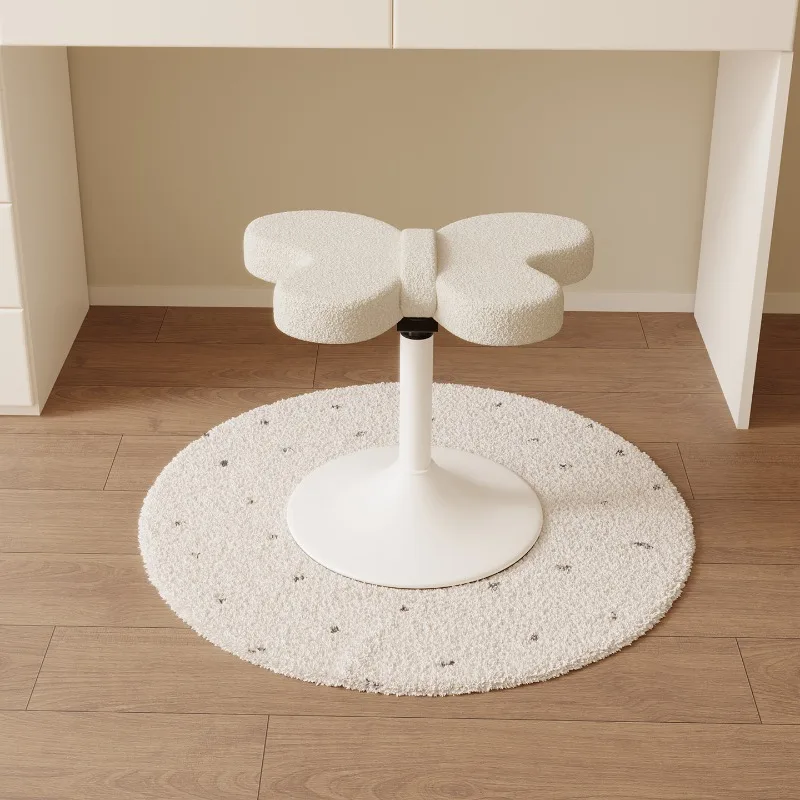 Cream Aesthetic Vanity Stool Modern Minimalist White Adjustable Swivel Chair Luxurious Dressing Seat Bedroom and Makeup
