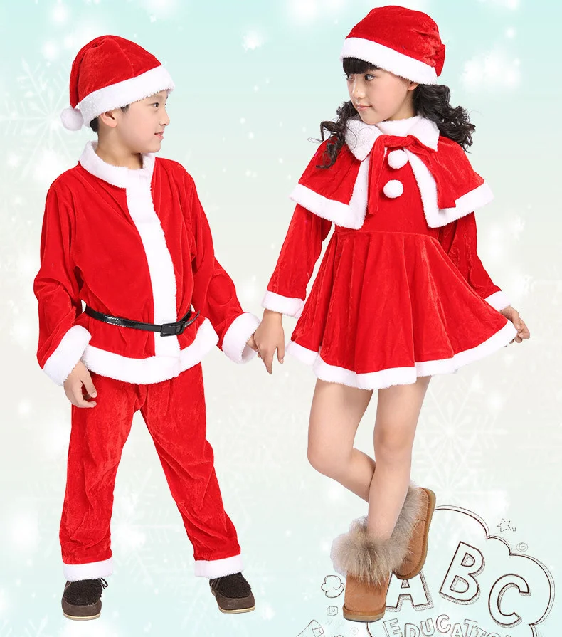 Christmas Santa Claus Cosplay Costume Boys Long Sleeve Clothes Baby Girls Dress Cute Infant Winter Dress