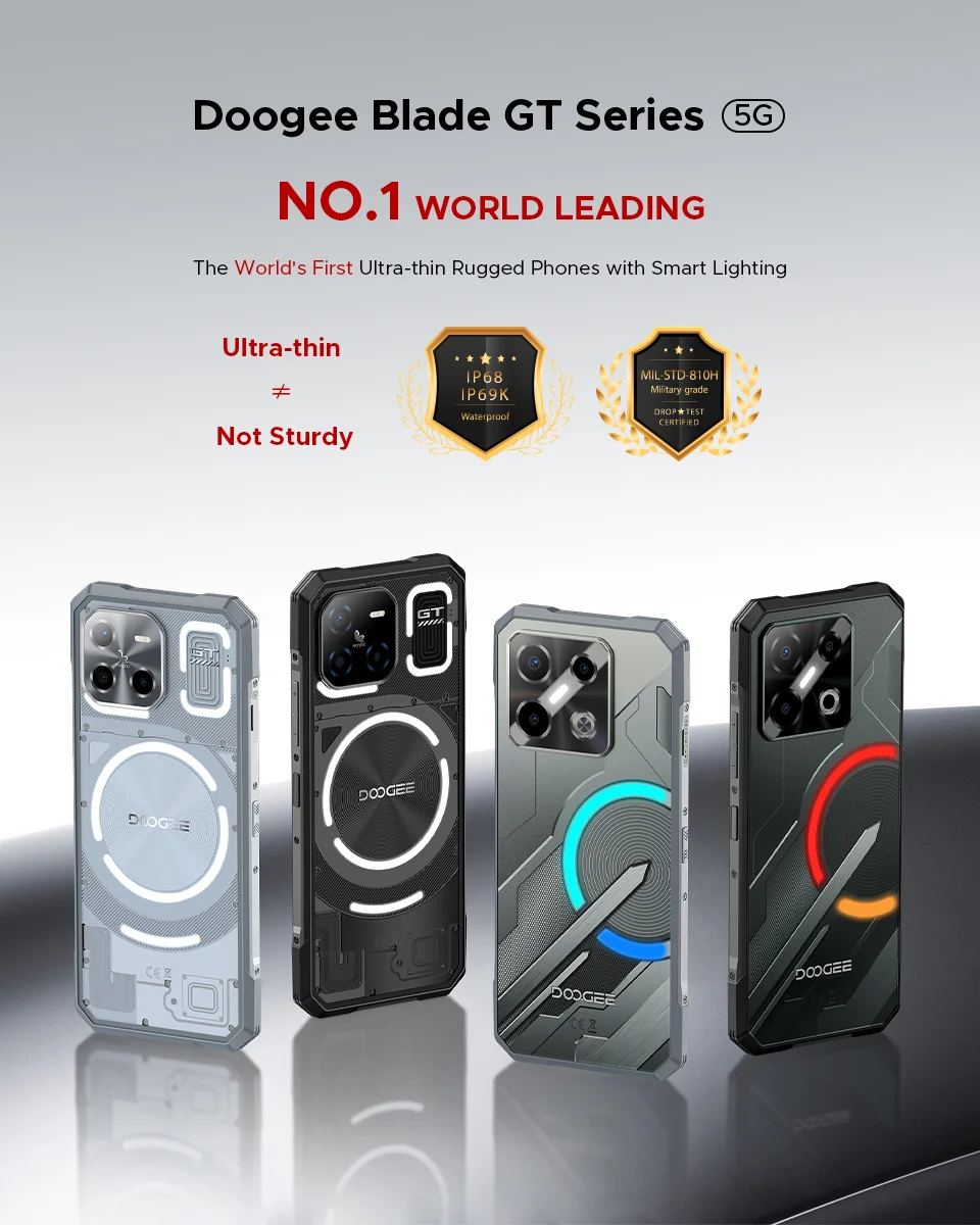 DOOGEE Blade GT Play 5G Rugged Phone 20GB+256GB 6.72” FHD+ 120Hz  Dimensity 7025 LED Light Effect  50MP AI Camera