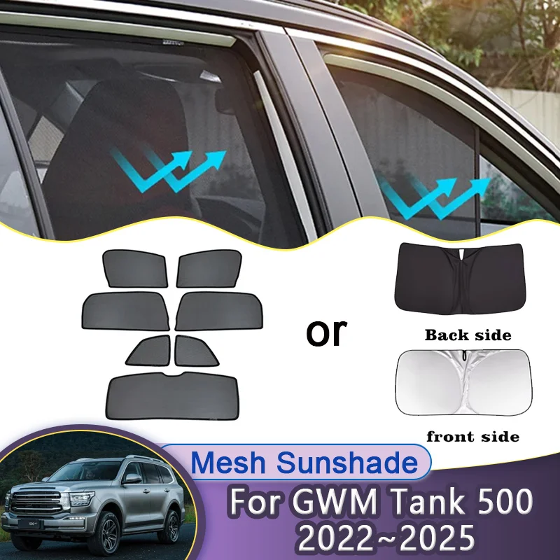 

For GWM Tank 500 P03 2022~2025 2023 Car Mesh Sunshades Sunscreen Magnetic Window Sun Shade Visor Curtain Cover Auto Accessories