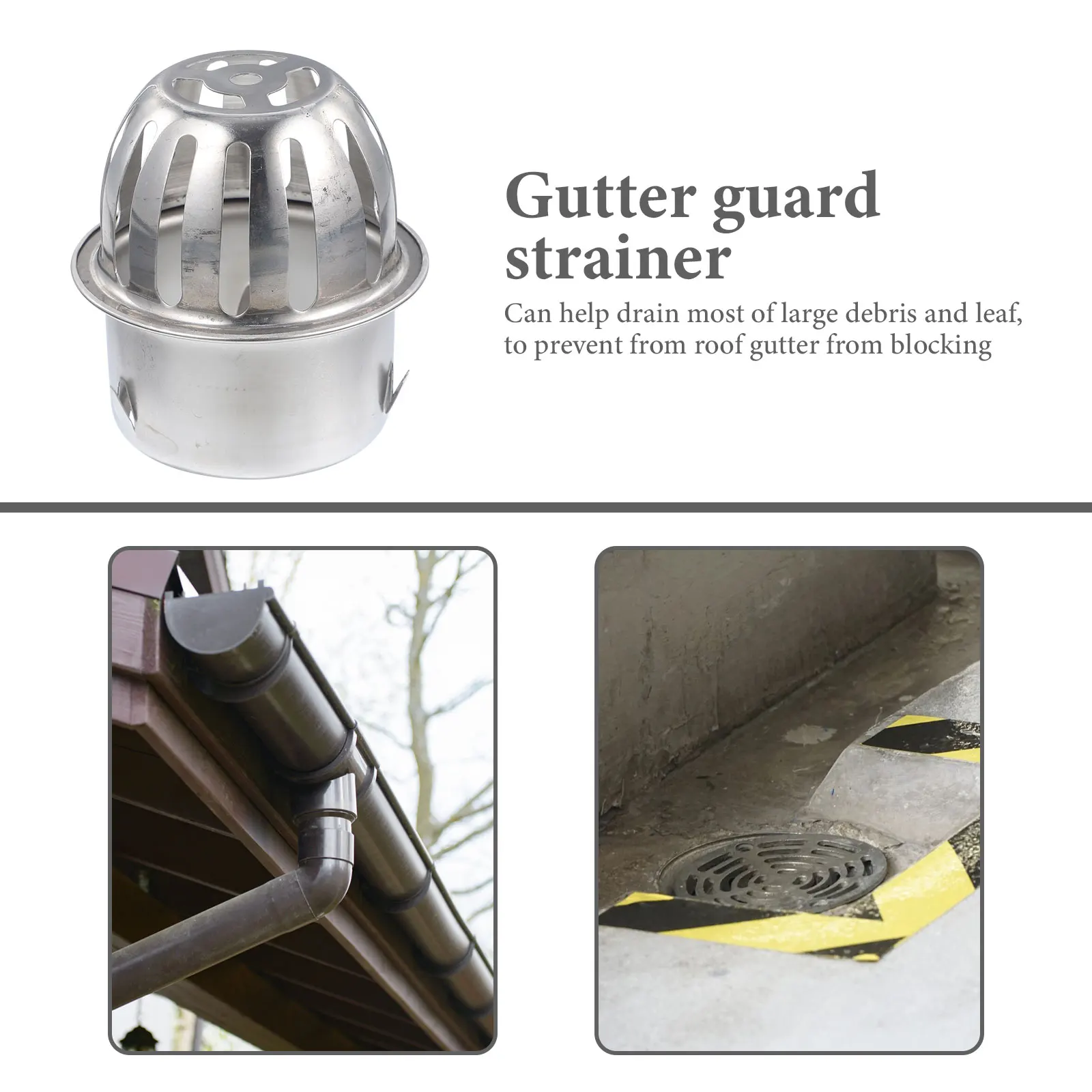 

Stainless Steel Plug in Floor Drain Gutter Guard Outdoor Downspout Ladder Drainage Leaf Strainer Anti Rust Easy for Roof