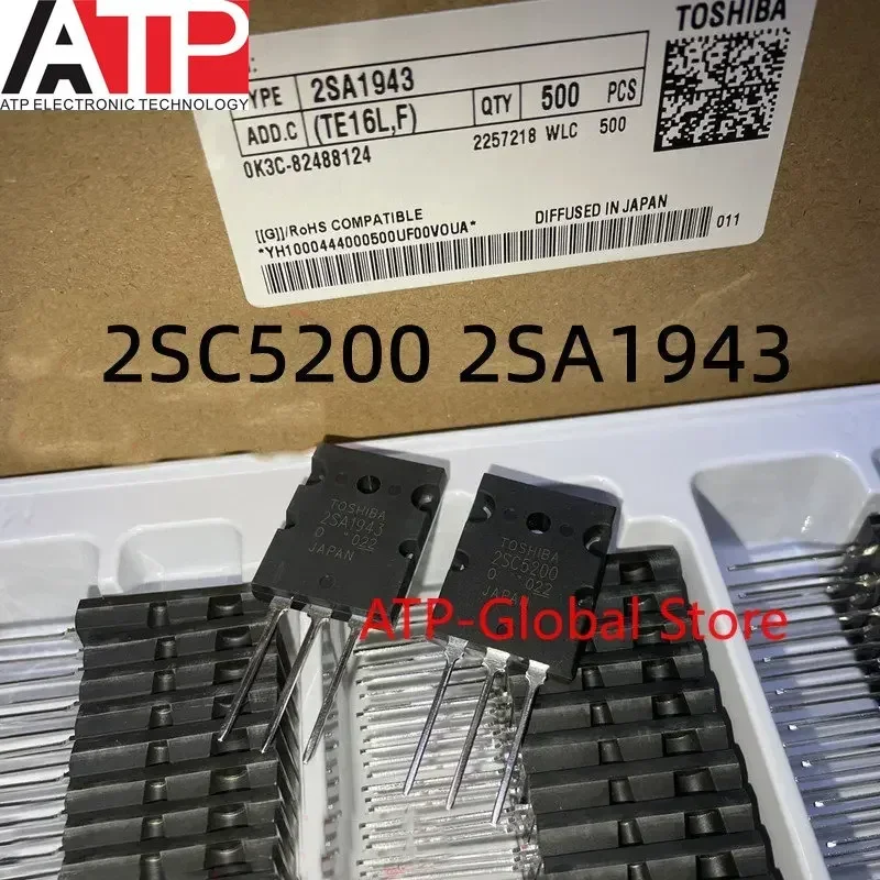 10 Pairs 2SA1943+2SC5200 New Original 2SA1943 A1943 2SC5200 C5200 TO-3PL 2SC5200-O/2SA1943-O BJT Transistor PNP NPN 230V 15A