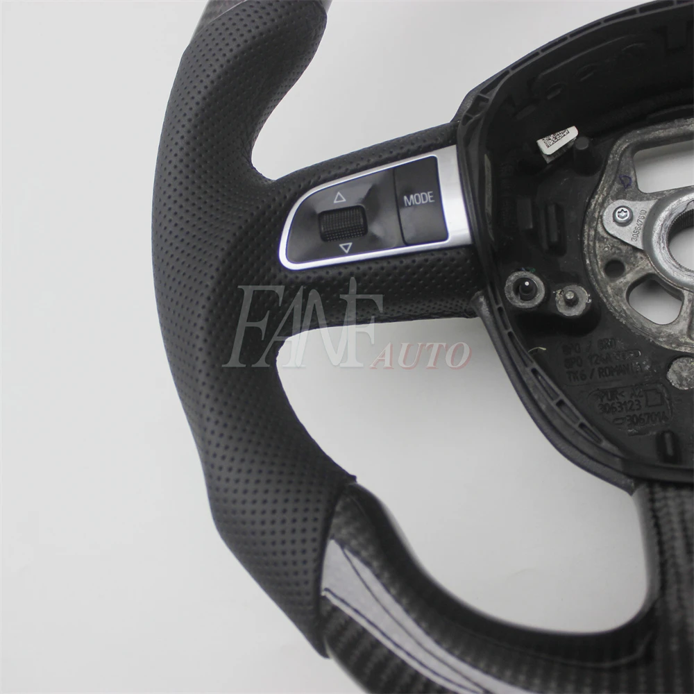 Replacement Real Carbon Fiber Steering Wheel with Leather for Audi A3 8P A4 B7 A5 8T 8F A6 C6 Q5 8R Q7 4L S3 S4 S5 RS4 RS5 RS6