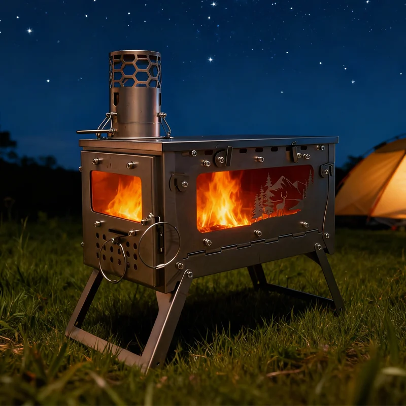 

Outdoor Camping Titanium Alloy Diesel Stove Tent Stove Heating Stove Easy to Fold with Firewood Stove Portable Stove Camping