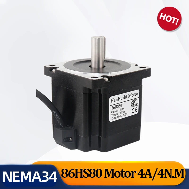 

Nema34 1.8degree 34HS8040 80MM stepper motor high torque 4.0N.m 4A D14mm for CNC engraving machine