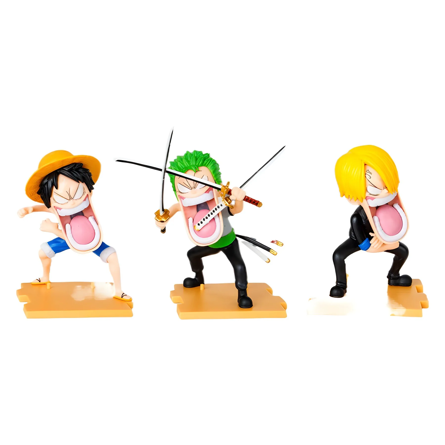 15cm One Piece Luffy Figures Three Captains Sanji Monkey D Luffy Roronoa Zoro Action Figure The Hungry Trio PVC Anime Model Toys