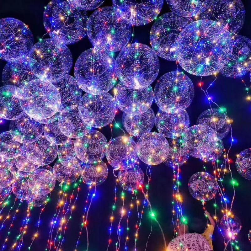 

10pcs Transparent Bobo Balloons Clear Bubble Balloon with LED Light String Wedding Annivesary Birthday Party Decoration Globos