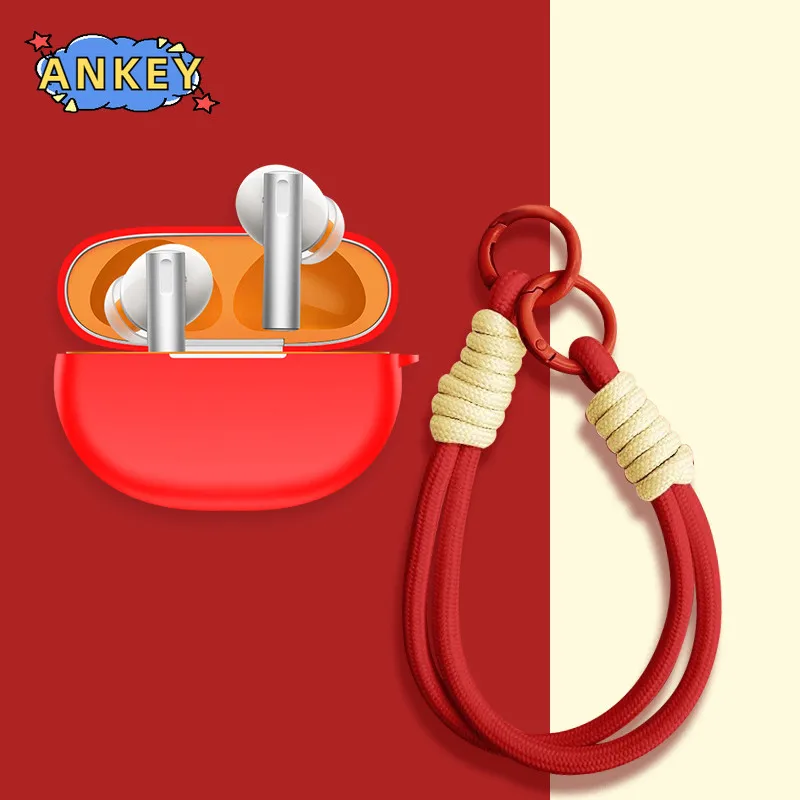 لـ Realme Buds Air 5 6 حافظة ناعمة من السيليكون واقية محمولة مقاومة للخدش مع حبل حلقة تسلق