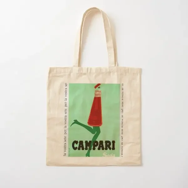 

Campari Print Cotton Canvas Bag Casual Unisex Handbag Shopper Grocery Reusable Fashion Designer Fabric Women Foldable