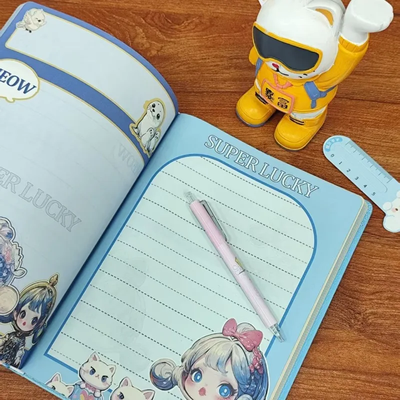 

Full color page new sp16k leather cover cool girl notes anime cartoon record kawaii student stationery handbook friend giftinsid