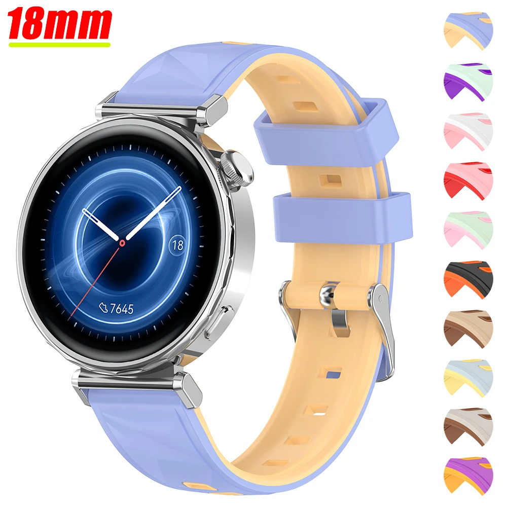 18mm Zweifarbiges Silikonarmband für Huawei Watch GT6/5/4 41mm Eiskristallmuster-Band für Huawei Watch GT5 Pro 42mm Damen-Armband