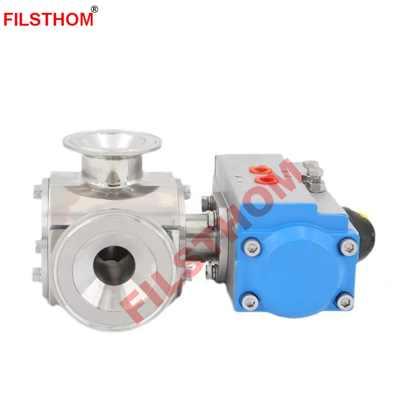 Pneumatic Three-Way Rotary Valve With Actuator For Sauce Liquid Paste Pneumatic Filling Machine Accessories  DN25 DN38 view 6