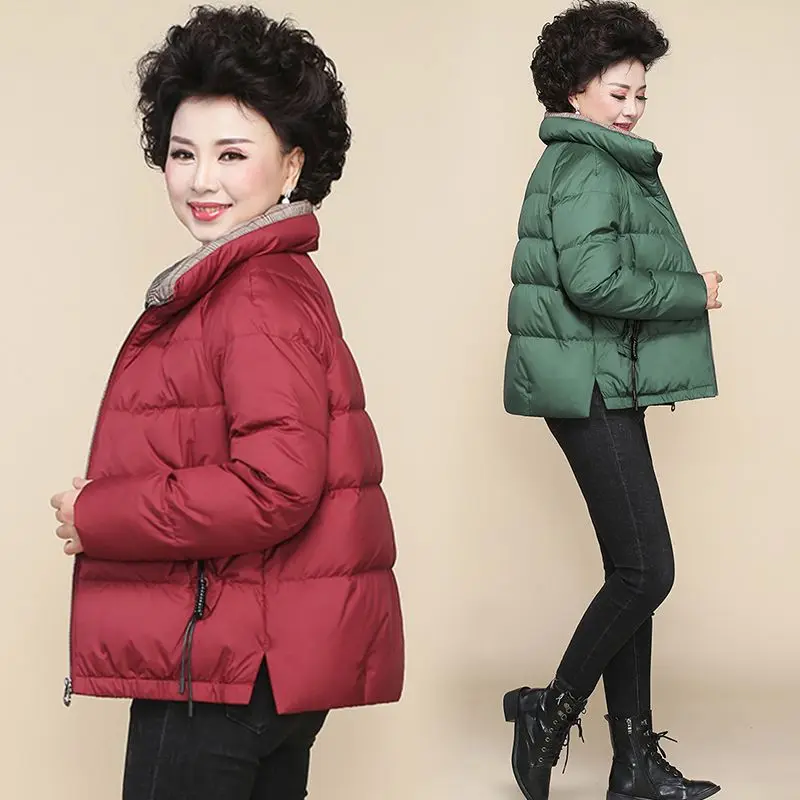 

Female Ultra Light White Duck Down Jacket Women Stand Collar Drawstring High Waist Warm Coat Outwears G915