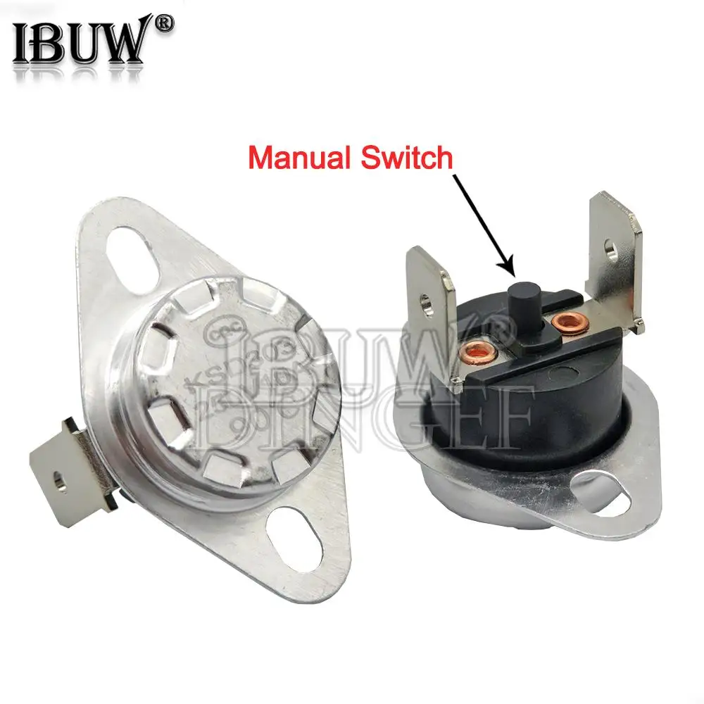 10PCS KSD301 KSD303 10A 45 ~ 150 Degrees Celsius Manual Reset Thermostat Normally Closed Temperature Switch Temperature Control