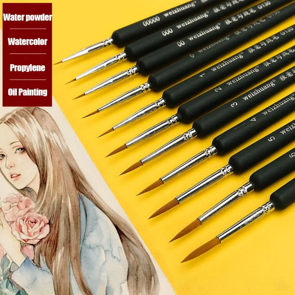 

11pcs Ergonomic Handle Fine Tip Paint Brushes Set No Shedding Complete Model Miniature Paint Brushes Multifunctional Wood
