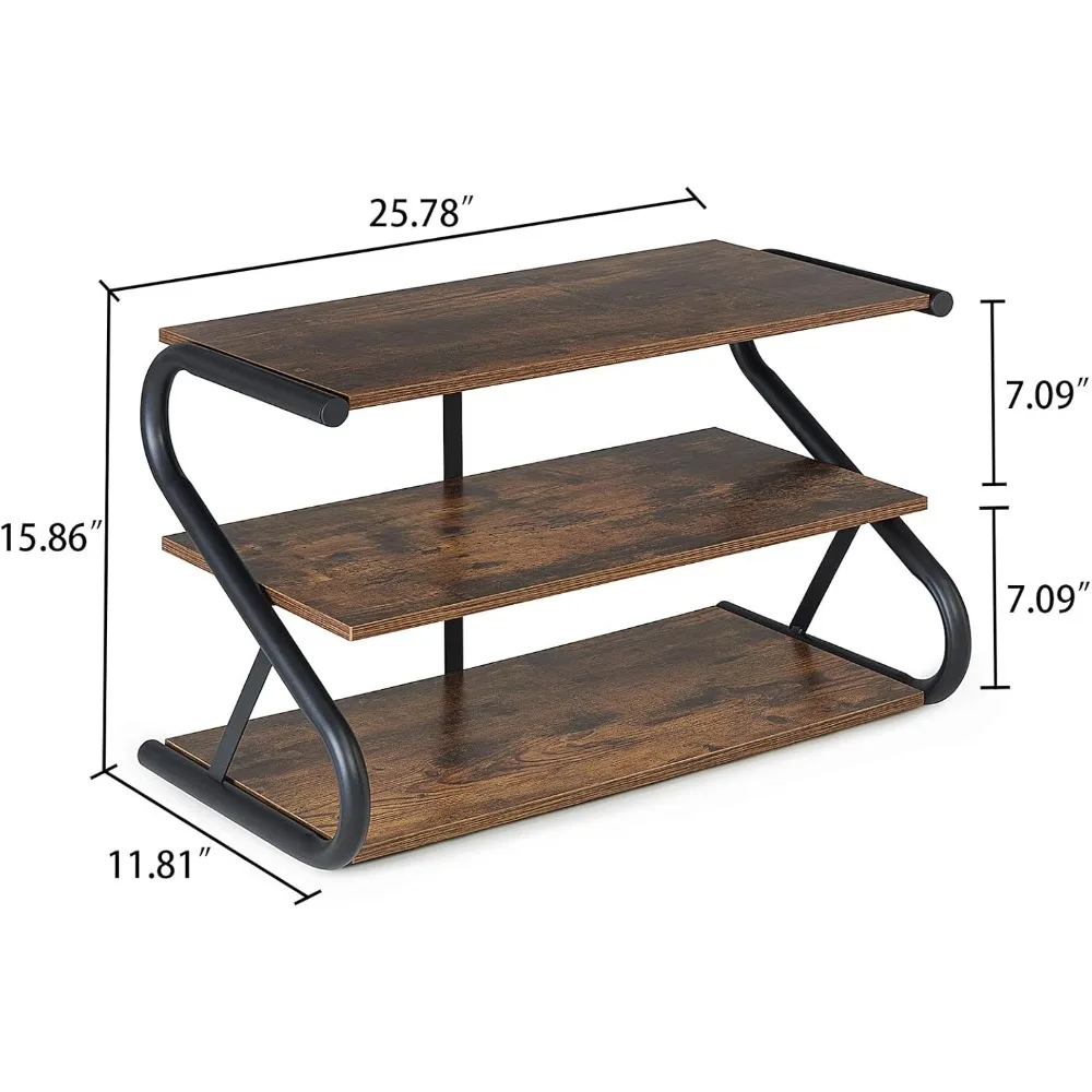 3-Tier Shoe Rack, Z-Frame Wooden Shoe Shelf with Durable Metal Shelves for Hallway10.35